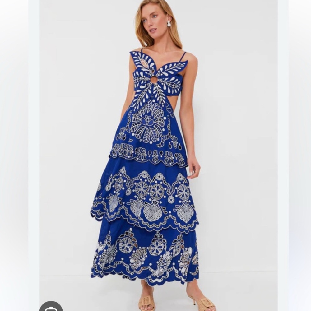 ISO — FARM Rio — Flower Richelieu Midi Dress (Sz M)